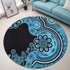 Australia Round Rug Aboriginal Indigenous Dot Painting Blue