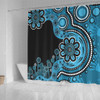Australia Shower Curtain Aboriginal Indigenous Dot Painting Blue