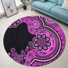 Australia Round Rug Aboriginal Indigenous Dot Painting Pink