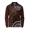 Australia Long Sleeve Polo Shirt Aboriginal Inspired Lizard With Dot Painting Pattern