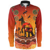 Australia Long Sleeve Shirt Aboriginal Indigenous Kangaroo With Dot Painting Pattern