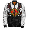 Australia Bomber Jacket Aboriginal Inspired Symbol Pattern White