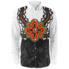 Australia Long Sleeve Shirt Aboriginal Inspired Symbol Pattern White