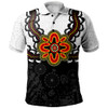 Australia Polo Shirt Aboriginal Inspired Symbol Pattern White