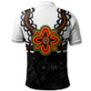 Australia Polo Shirt Aboriginal Inspired Symbol Pattern White