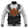 Australia Baseball Jacket Aboriginal Inspired Symbol Pattern White