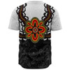 Australia Baseball Shirt Aboriginal Inspired Symbol Pattern White