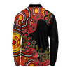 Australia Long Sleeve Polo Shirt Aboriginal Indigenous Dot Painting Red And Black