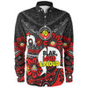 Australia Long Sleeve Shirt Naidoc Week Torres Strait Symbol With Aboriginal Pattern Inspired Black