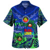 Australia Hawaiian Shirt Naidoc Week Torres Strait Symbol With Aboriginal Pattern Inspired Blue