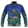 Australia Baseball Jacket Naidoc Week Torres Strait Symbol With Aboriginal Pattern Inspired Blue