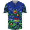 Australia Baseball Shirt Naidoc Week Torres Strait Symbol With Aboriginal Pattern Inspired Blue