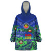 Australia Snug Hoodie Naidoc Week Torres Strait Symbol With Aboriginal Pattern Inspired Blue