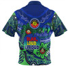 Australia Zip Polo Shirt Naidoc Week Torres Strait Symbol With Aboriginal Pattern Inspired Blue