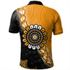 Australia Polo Shirt Aboriginal Indigenous Dot Painting Half People Setting Symbols