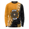 Australia Long Sleeve T-shirt Aboriginal Indigenous Dot Painting Half People Setting Symbols