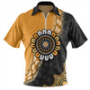 Australia Zip Polo Shirt Aboriginal Indigenous Dot Painting Half People Setting Symbols