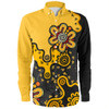 Australia Long Sleeve Shirt Aboriginal Style Of Background Yellow