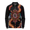 Australia Long Sleeve Polo Shirt Aboriginal Inspired Meeting Place Style Of Dot Painting