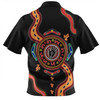 Australia Zip Polo Shirt Aboriginal Inspired Meeting Place Style Of Dot Painting