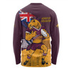 Brisbane Broncos Long Sleeve T-shirt Custom For Die Hard Fan Australia Flag Scratch Style