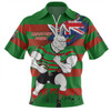 South Sydney Rabbitohs Zip Polo Shirt Custom For Die Hard Fan Australia Flag Scratch Style