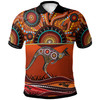 (Custom Sleeves) Australia Aboriginal Inspired Polo Shirt - Kangaroo With Dot Painting