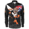 Wests Tigers Long Sleeve Shirt Custom For Die Hard Fan Australia Flag Scratch Style