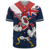 Sydney Roosters Baseball Shirt Custom For Die Hard Fan Australia Flag Scratch Style