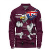 Manly Warringah Sea Eagles Long Sleeve Polo Shirt Custom For Die Hard Fan Australia Flag Scratch Style