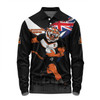 Wests Tigers Long Sleeve Polo Shirt Custom For Die Hard Fan Australia Flag Scratch Style