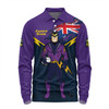 Melbourne Storm Long Sleeve Polo Shirt Custom For Die Hard Fan Australia Flag Scratch Style