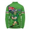 Canberra Raiders Long Sleeve Polo Shirt Custom For Die Hard Fan Australia Flag Scratch Style