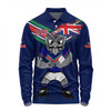 New Zealand Warriors Long Sleeve Polo Shirt Custom For Die Hard Fan Australia Flag Scratch Style