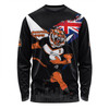 Wests Tigers Long Sleeve T-shirt Custom For Die Hard Fan Australia Flag Scratch Style