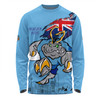 New South Wales Blues Long Sleeve T-shirt Custom For Die Hard Fan Australia Flag Scratch Style