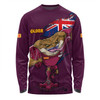 Queensland Maroons Long Sleeve T-shirt Custom For Die Hard Fan Australia Flag Scratch Style