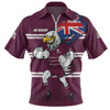 Manly Warringah Sea Eagles Zip Polo Shirt Custom For Die Hard Fan Australia Flag Scratch Style
