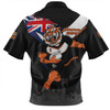 Wests Tigers Zip Polo Shirt Custom For Die Hard Fan Australia Flag Scratch Style