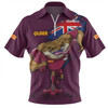 Queensland Maroons Zip Polo Shirt Custom For Die Hard Fan Australia Flag Scratch Style