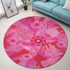 Custom Australia Round Rug Aboriginal Dot Painting Pink