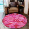 Custom Australia Round Rug Aboriginal Dot Painting Pink