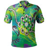 Australia Polo Shirt Aboriginal Dot Painting Green