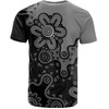 Australia T-Shirt Aboriginal Style Of Background Blue (Grey,Orange)