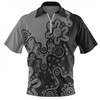 Australia Zip Polo Shirt Aboriginal Style Of Background Grey