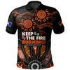 Australia Polo Shirt Naidoc Week 2024 Indigenous Keep The Fire Burning Aboriginal Gum Leaf Painting