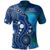 (Debbie Alford) Polo - Australia Indigenous Flag Circle Dot Painting Art (Blue)