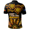 Australia Polo Shirt Naidoc Week 2024 Indigenous Keep The Fire Burning Aboriginal Gum Leaf Painting Yellow