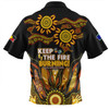 Australia Zip Polo Shirt Naidoc Week 2024 Indigenous Keep The Fire Burning Aboriginal Gum Leaf Painting Yellow
