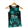 Australia Men Singlet Naidoc Week 2024 Indigenous Keep The Fire Burning Aboriginal Gum Leaf Painting Turquoise